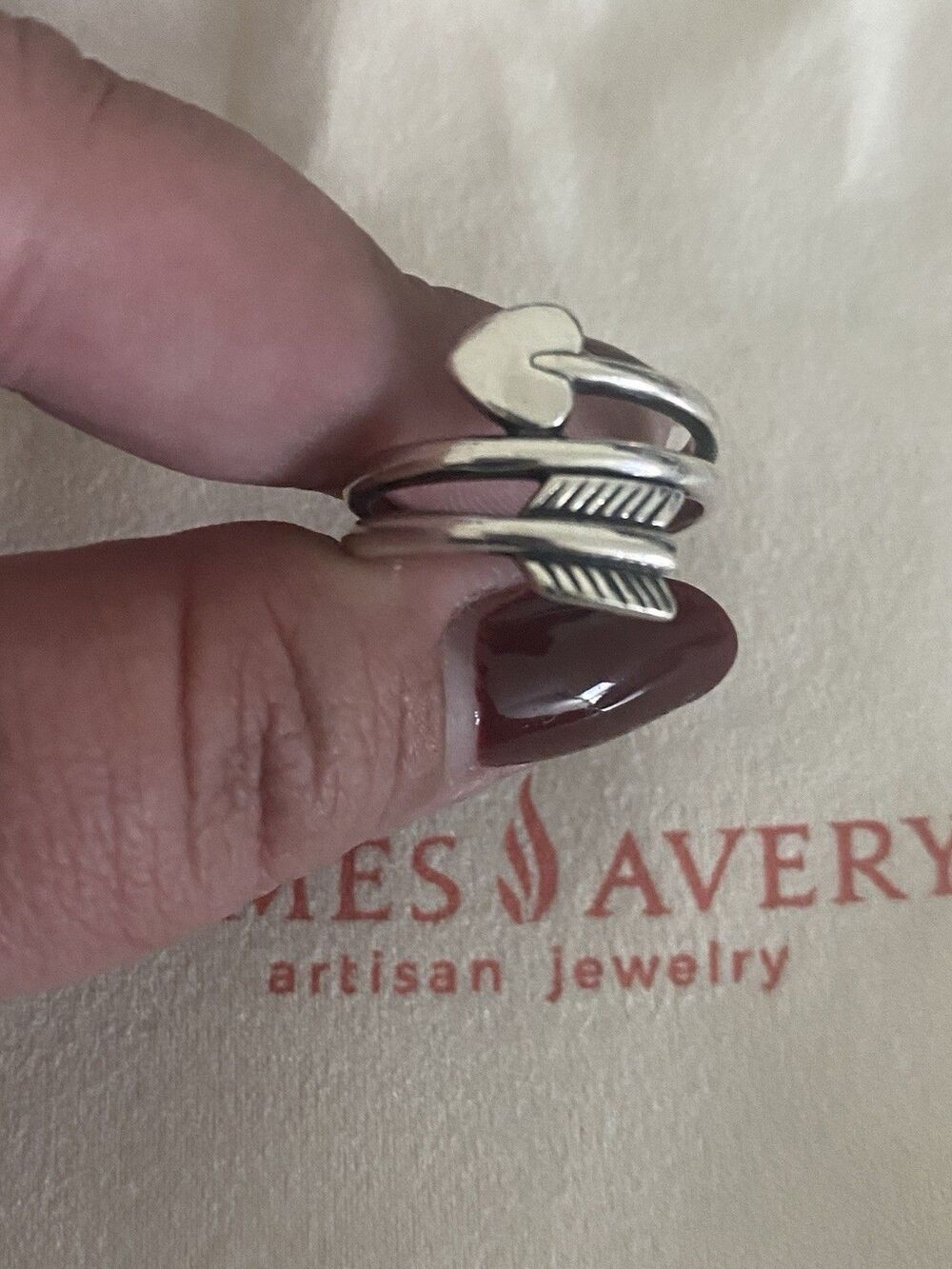 James Avery Retired Arrow and Heart Ring Size 8